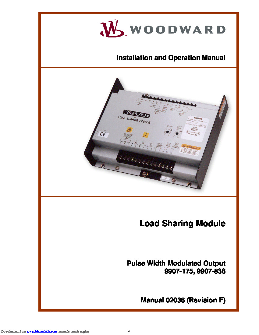 First Page Image of Woodward 9907-175 Load Sharing Module Manual.pdf